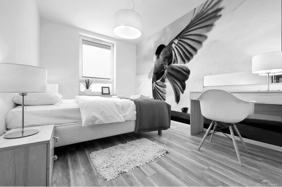 Chickadee Take Off Mural print