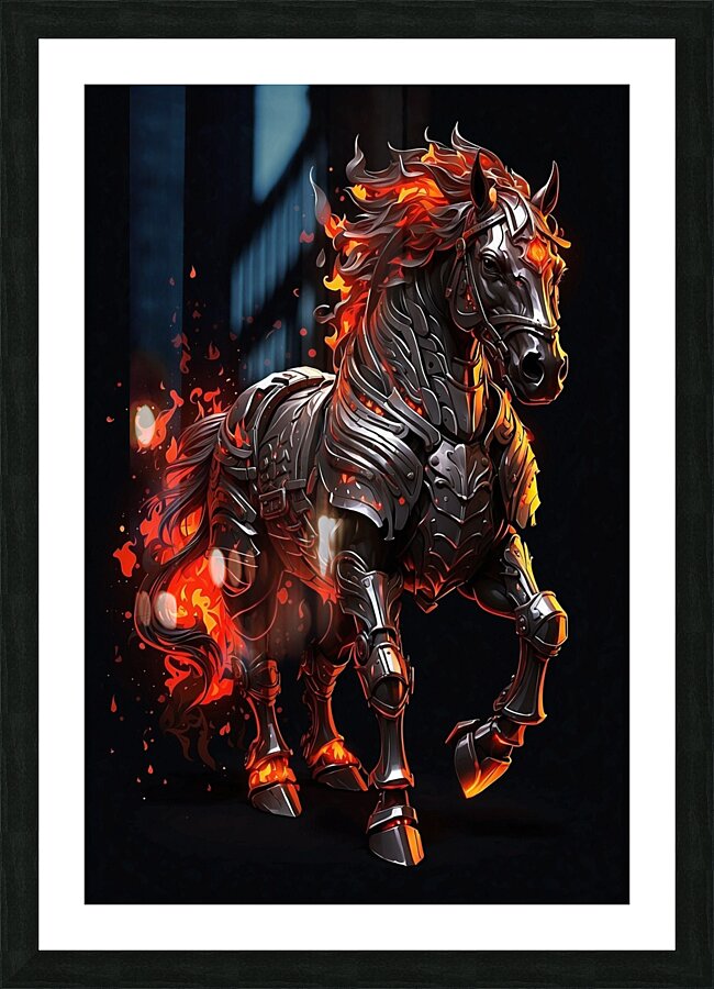 horse in fire  Picture Frame print