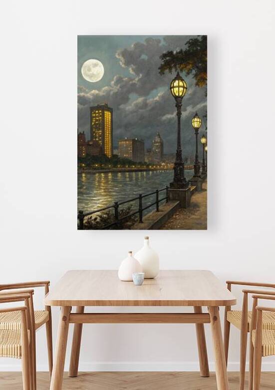Moonlit Reflections Over the City 1 by Artivax