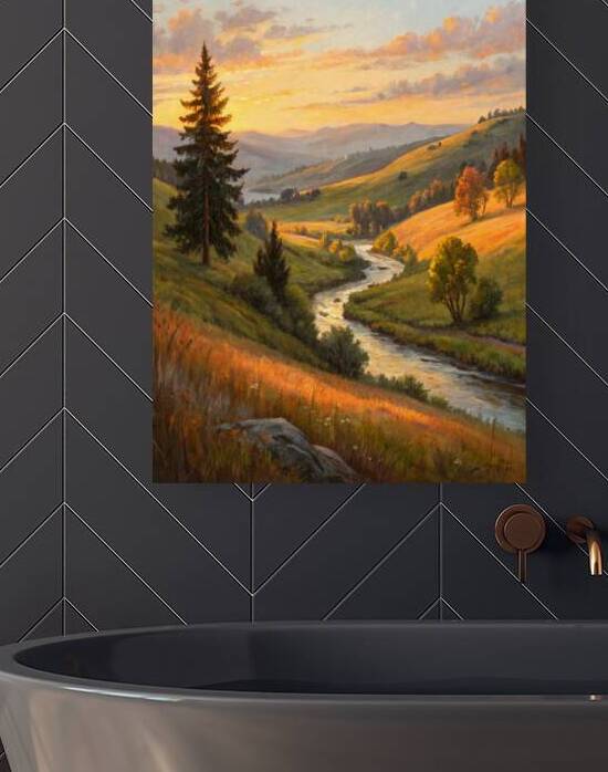 Serene Countryside Sunset – Impressionist Oil Painting 1 by Artivax