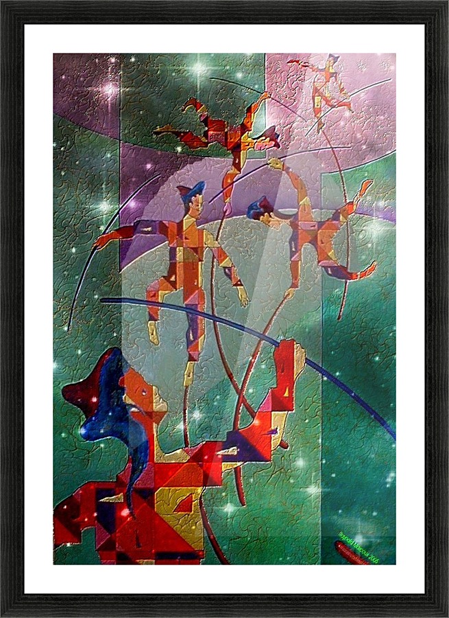 Tightrope under the lights Picture Frame print