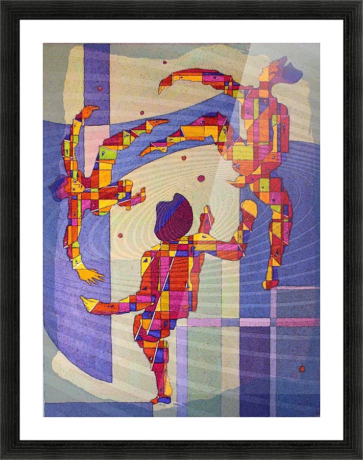 Juggling balls foot Picture Frame print