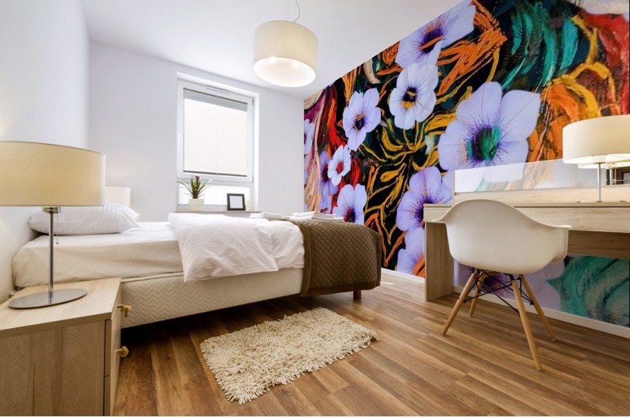 floating ethereal flowers Mural print