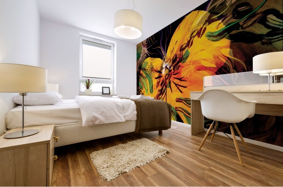floating green shapes Mural print