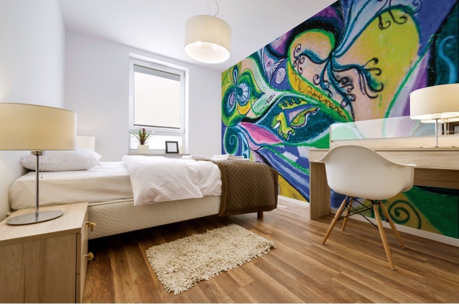 blue green tones Mural print