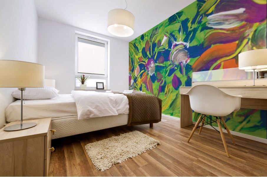 abstract multicolored flowers Mural print