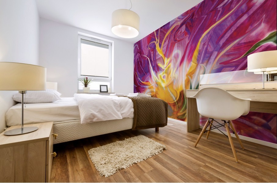 yellow fluid flower Mural print