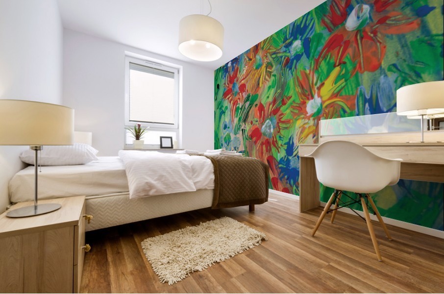 multicolored flowers impression Mural print