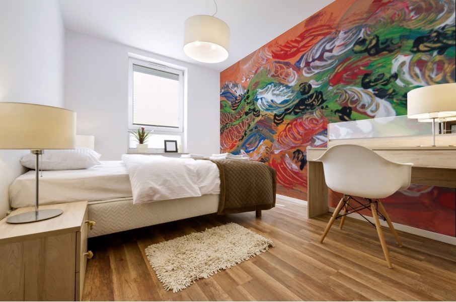 floating abstract feathers Mural print