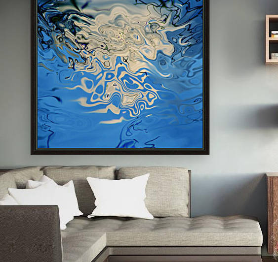 white blue abstract art by BBS Art