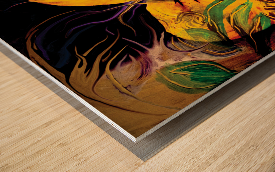 floating green shapes Wood print