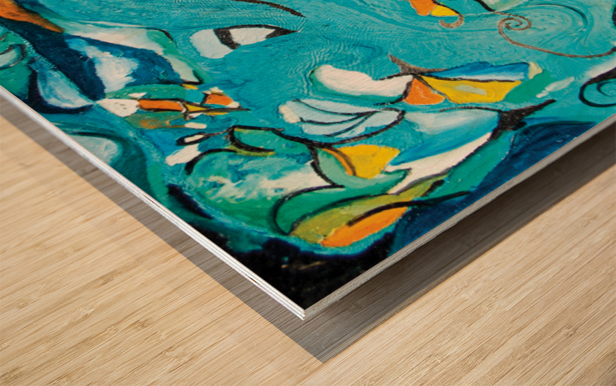 abstract colored shapes Wood print