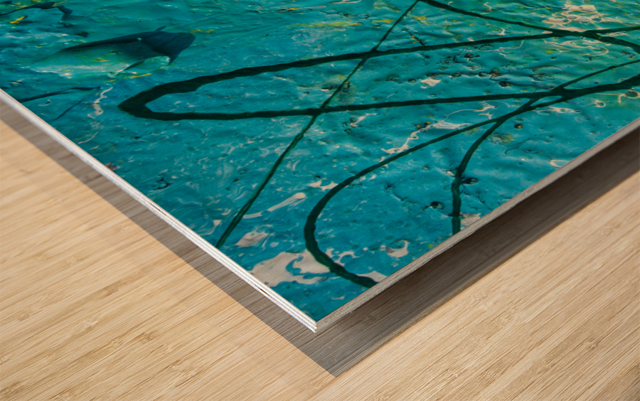 lines ledges  blue space Wood print