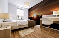 Sunset over the city  Mural print