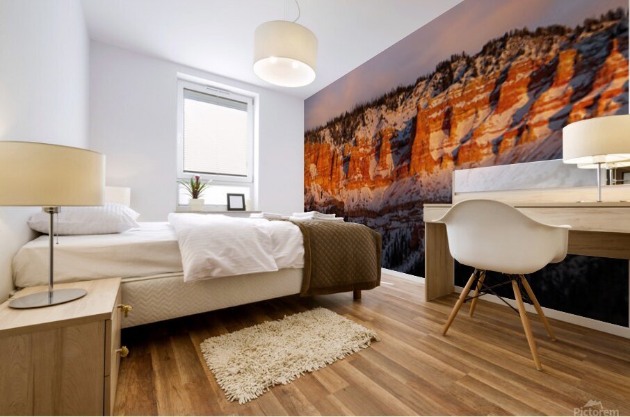 mountain sunset glow Mural print
