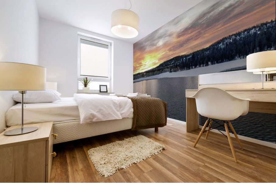 fire sunset dc pond Mural print