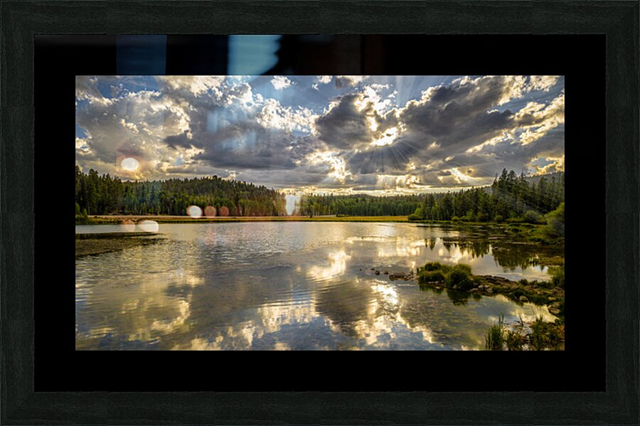 sun rays through the clouds Picture Frame print