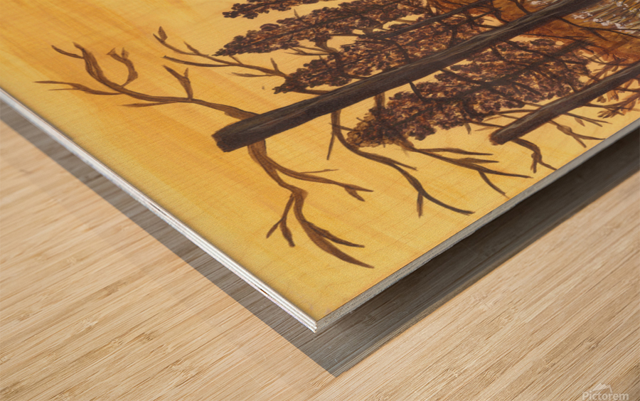 Native American Hunting Wood print
