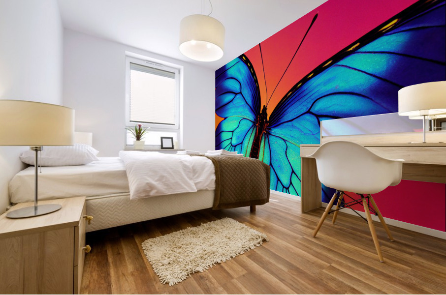 Neon Butterfly Mural print