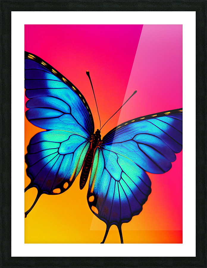 Neon Butterfly Picture Frame print