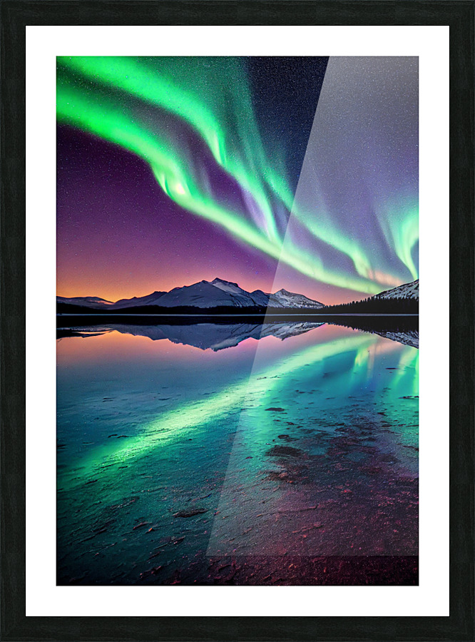 Northern Lights Reflection Picture Frame print