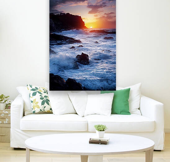 Sunset Over Rocky Coastline by Dustin Hahn
