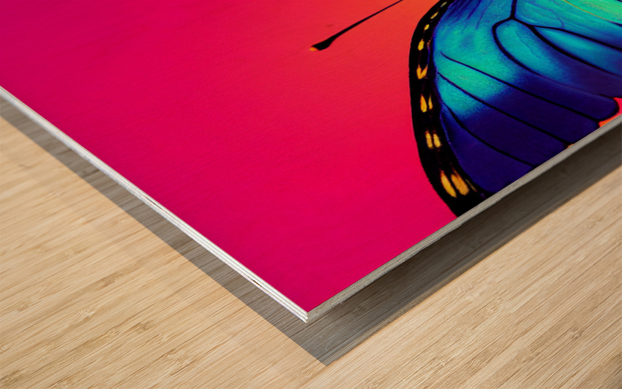 Neon Butterfly Wood print