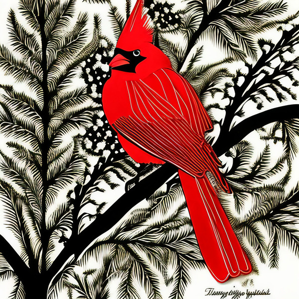 Perched. Cardinal.  Digital Download