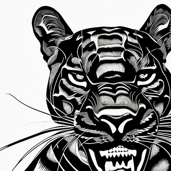 Determined. Jaguar. Line Art. Digital Download