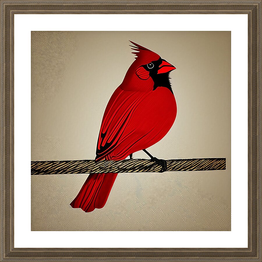 The Observing Cardinal  Picture Frame print