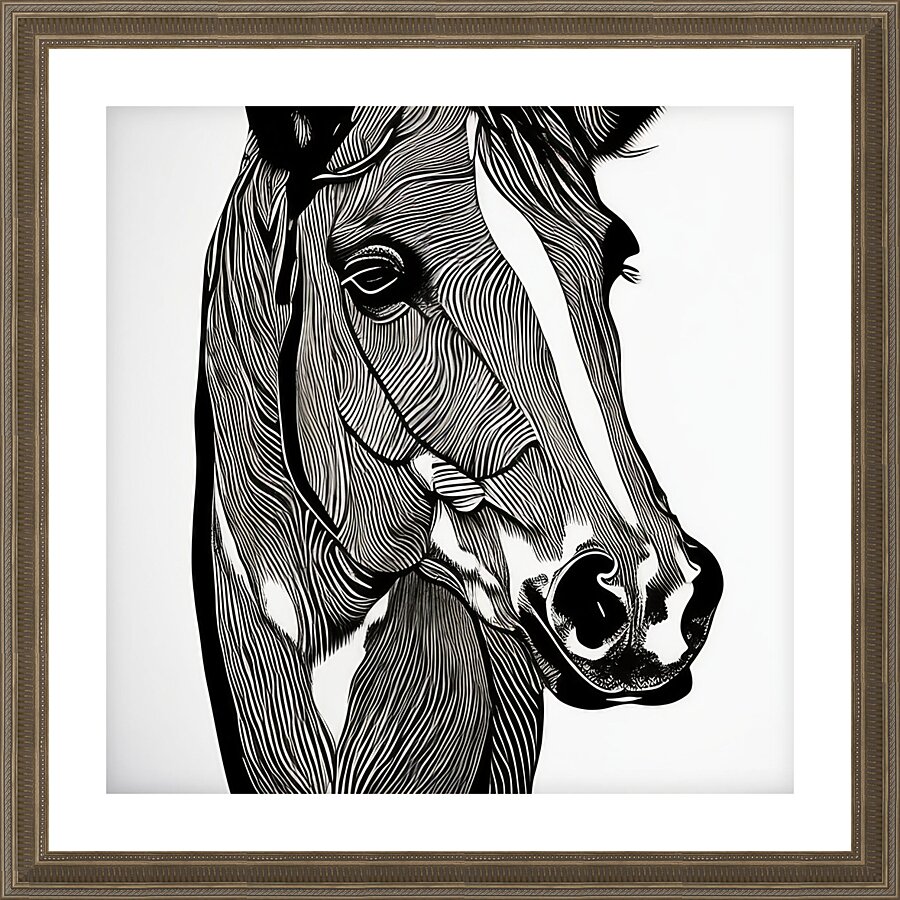 Claire. Horse. Line Art. Picture Frame print