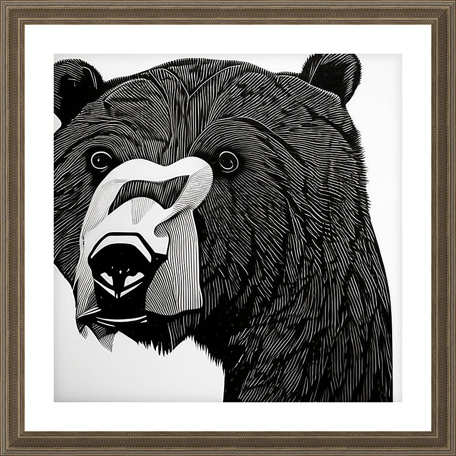 The Bear. Line Art. Picture Frame print
