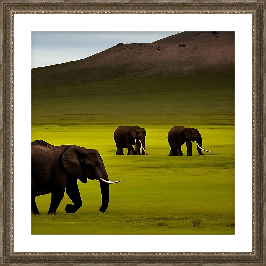Serene. Elephants Picture Frame print