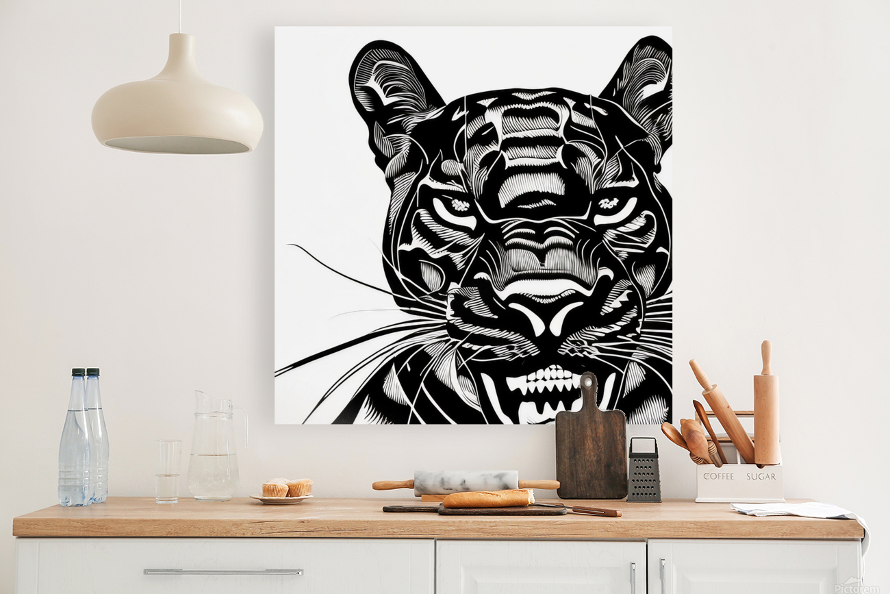 Determined. Jaguar. Line Art. Reproduction