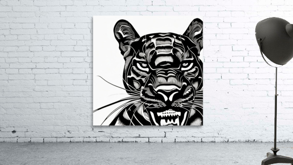 Determined. Jaguar. Line Art. Wall Preview