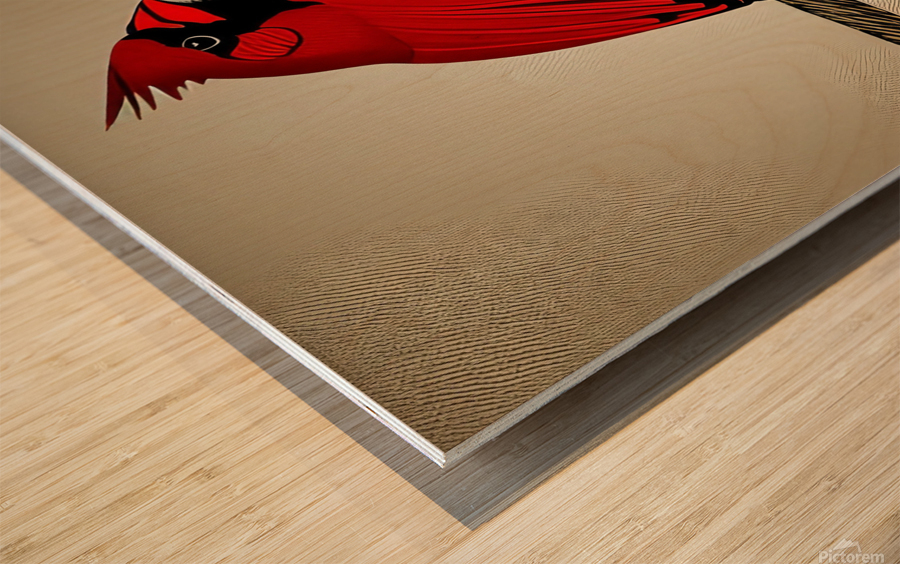 The Observing Cardinal  Wood print