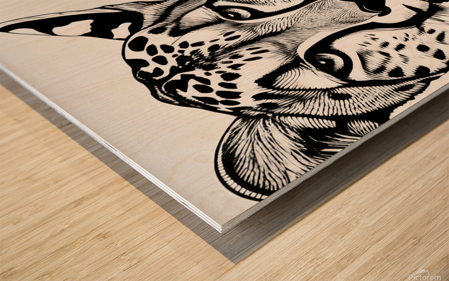 Alert. Line Art. Impression sur bois