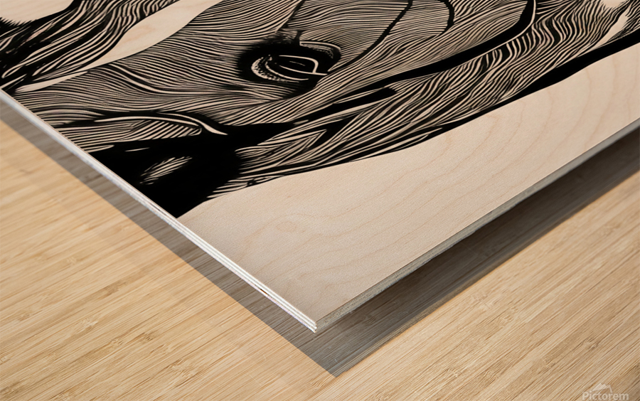 Claire. Horse. Line Art. Wood print