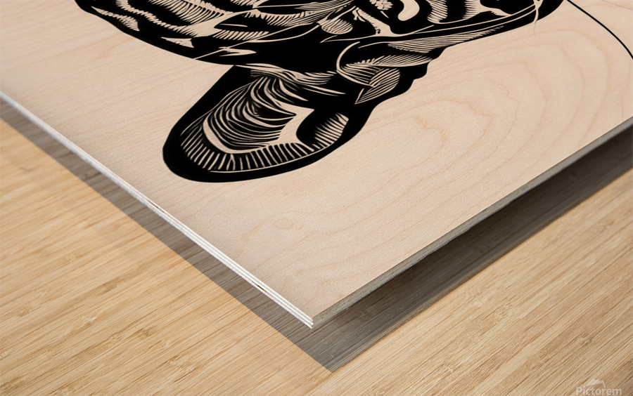 Determined. Jaguar. Line Art. Wood print