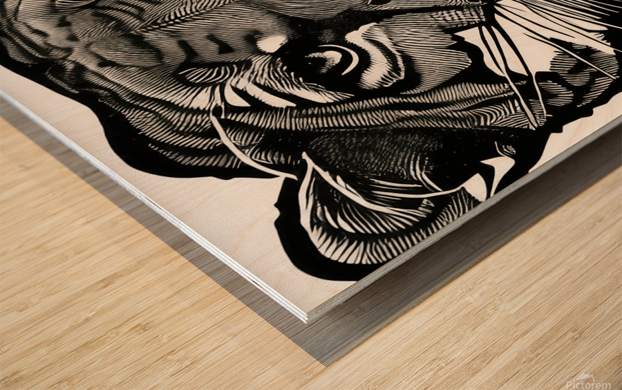 Agitated. Wood print