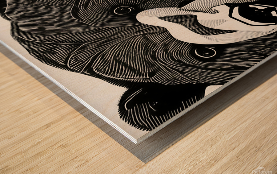 The Bear. Line Art. Wood print