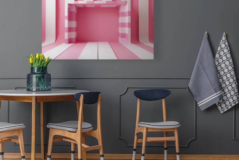 Striped candy pink studio backdrop with empty spa by Petre Popescu