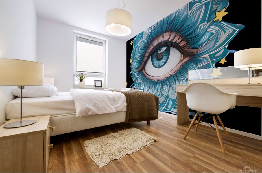 Blue Lazy Eye Design Mural print