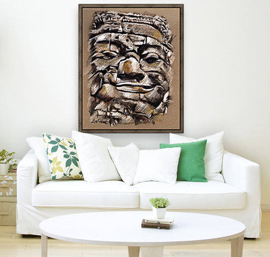 Angkor Wat Smiling Buddha drawing by Daliana Pacuraru