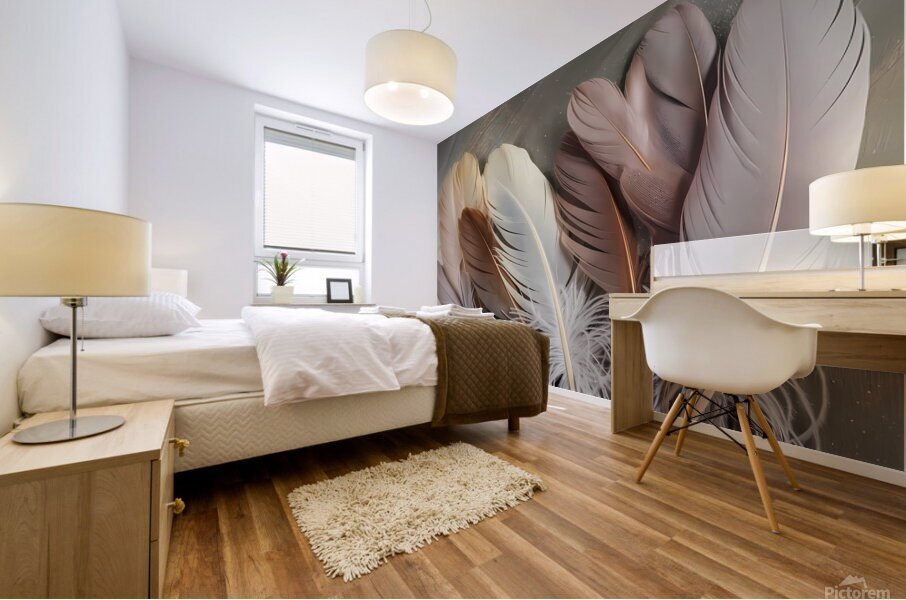 Timeless Grace: Harmonious Feather Artwork Mural print