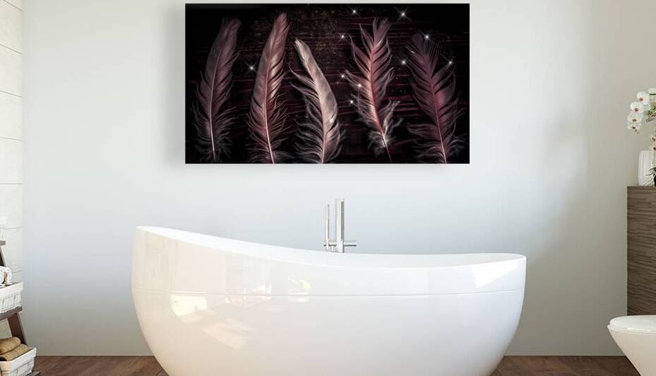 Feathered Tranquility: Five Natural Feathers Wall Art by Connected Creations