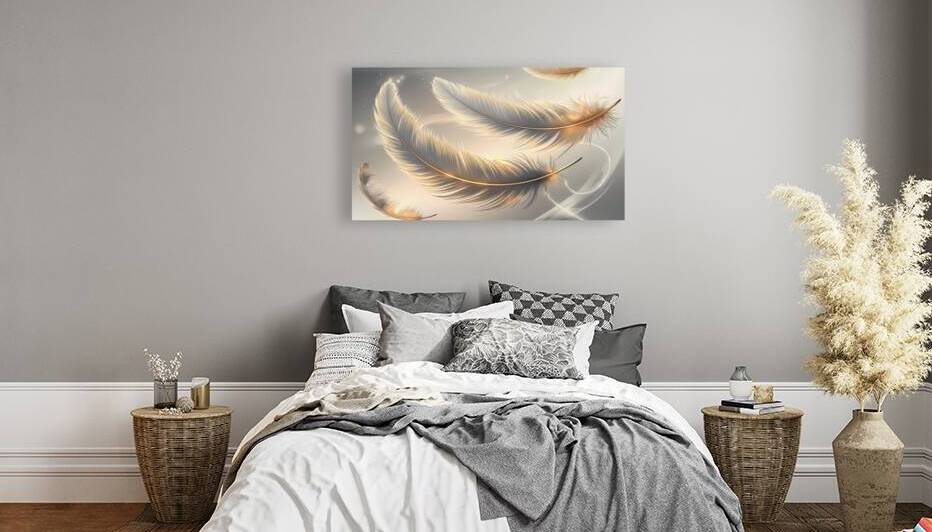 Enchanting Feathers in Flight: A Magical Dreamscape Artwork by Connected Creations