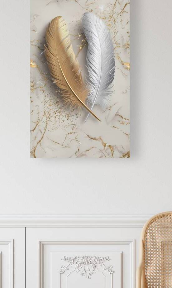 Exquisite Gold and Silver Feathers: A Luxury Artwork by Connected Creations