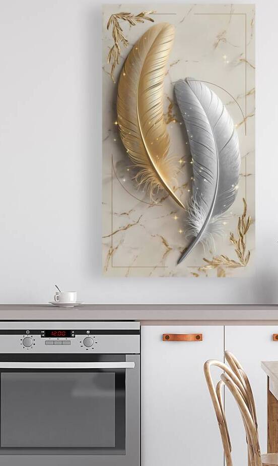 Refined Gold and Silver Feathers: A Luxurious Art Piece by Connected Creations
