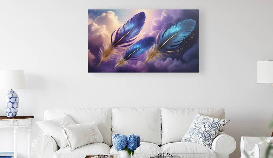 Iridescent Feathers: A Tranquil Dreamscape Artwork by Connected Creations